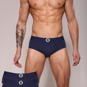 Herren-Slip | Marineblau | Einfarbig | Baumwolle | 3er-Pack | Bolas Underwear